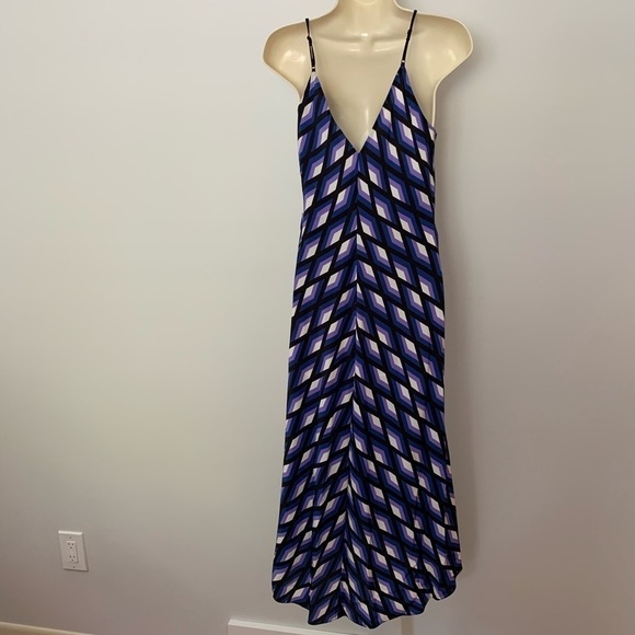 DVF Diane von Furstenberg Dona Mercer Black purple shift dress silk new XXS 0 00 - Picture 3 of 6